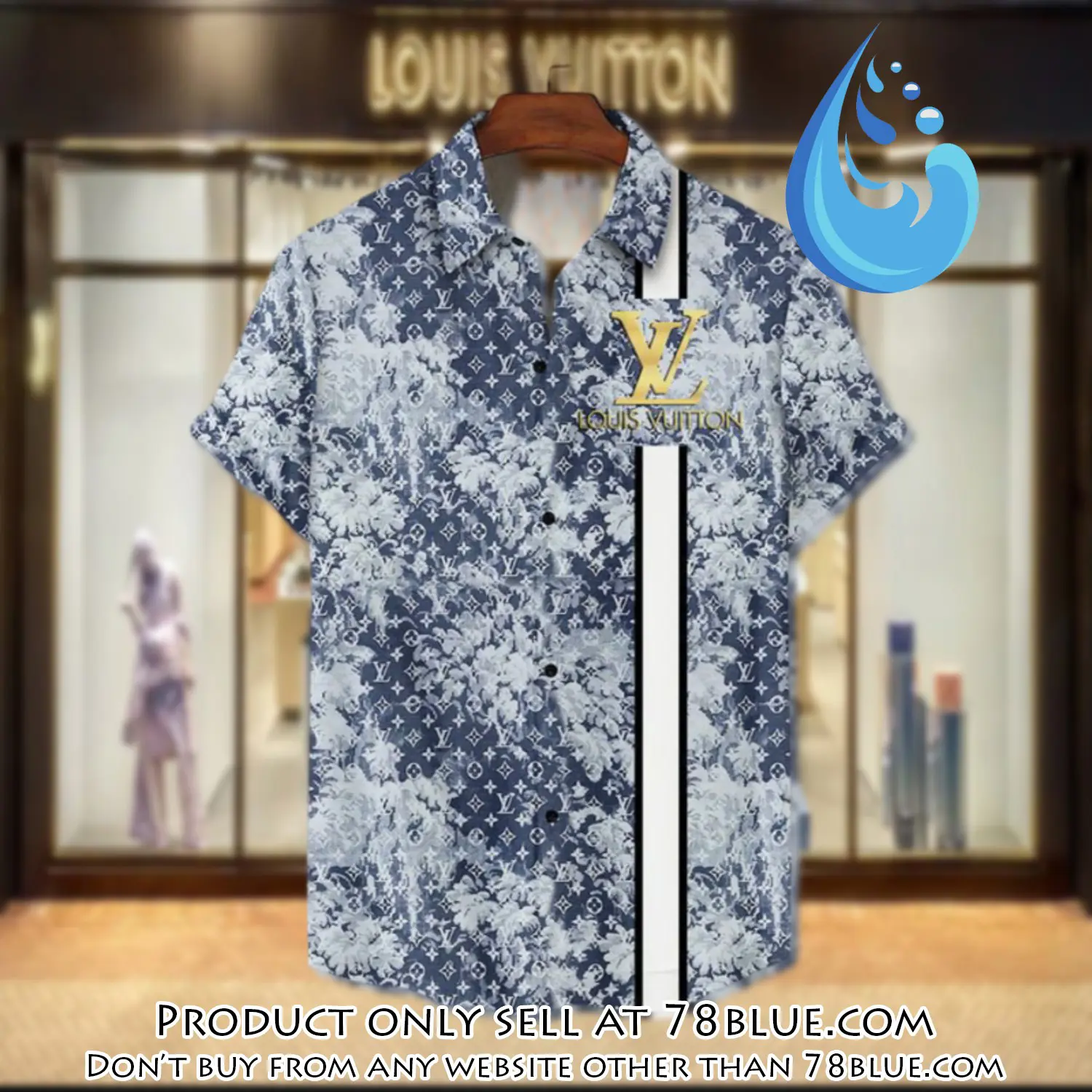Lv louis vuitton luxury hawaiian shirt & short set lhs1187 78b0012574